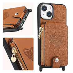 Soft Silicone Gel Leather Snap On Case Cover SD4 for Apple iPhone 13 Brown