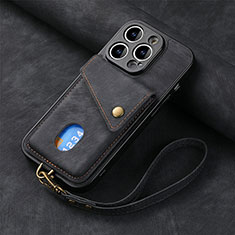 Soft Silicone Gel Leather Snap On Case Cover SD4 for Apple iPhone 13 Pro Black