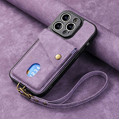 Soft Silicone Gel Leather Snap On Case Cover SD4 for Apple iPhone 13 Pro Clove Purple