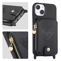 Soft Silicone Gel Leather Snap On Case Cover SD4 for Apple iPhone 14 Black
