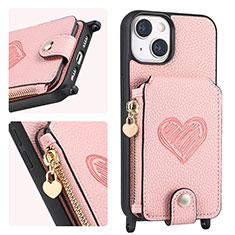 Soft Silicone Gel Leather Snap On Case Cover SD4 for Apple iPhone 14 Plus Pink