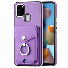 Soft Silicone Gel Leather Snap On Case Cover SD4 for Samsung Galaxy A21s Purple