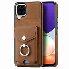 Soft Silicone Gel Leather Snap On Case Cover SD4 for Samsung Galaxy A22 4G Brown