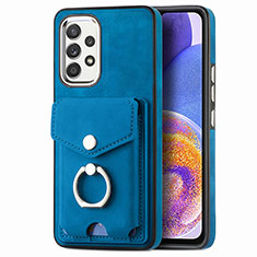 Soft Silicone Gel Leather Snap On Case Cover SD4 for Samsung Galaxy A23 4G Blue
