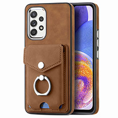 Soft Silicone Gel Leather Snap On Case Cover SD4 for Samsung Galaxy A23 5G Brown