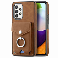 Soft Silicone Gel Leather Snap On Case Cover SD4 for Samsung Galaxy A52 4G Brown