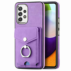 Soft Silicone Gel Leather Snap On Case Cover SD4 for Samsung Galaxy A52 5G Purple