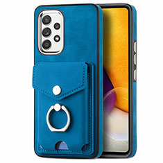 Soft Silicone Gel Leather Snap On Case Cover SD4 for Samsung Galaxy A72 4G Blue