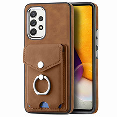 Soft Silicone Gel Leather Snap On Case Cover SD4 for Samsung Galaxy A72 4G Brown