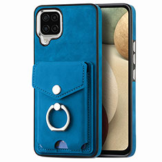 Soft Silicone Gel Leather Snap On Case Cover SD4 for Samsung Galaxy M12 Blue