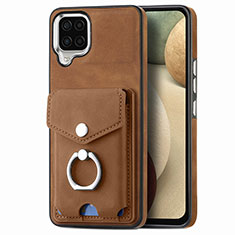Soft Silicone Gel Leather Snap On Case Cover SD4 for Samsung Galaxy M12 Brown