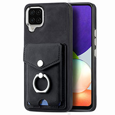 Soft Silicone Gel Leather Snap On Case Cover SD4 for Samsung Galaxy M32 4G Black