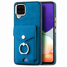 Soft Silicone Gel Leather Snap On Case Cover SD4 for Samsung Galaxy M32 4G Blue