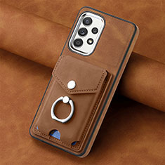 Soft Silicone Gel Leather Snap On Case Cover SD4 for Samsung Galaxy M32 5G Brown