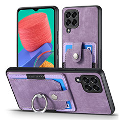 Soft Silicone Gel Leather Snap On Case Cover SD4 for Samsung Galaxy M33 5G Purple