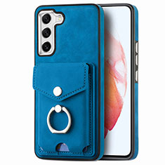 Soft Silicone Gel Leather Snap On Case Cover SD4 for Samsung Galaxy S21 FE 5G Blue