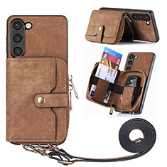 Soft Silicone Gel Leather Snap On Case Cover SD4 for Samsung Galaxy S22 5G Brown