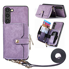 Soft Silicone Gel Leather Snap On Case Cover SD4 for Samsung Galaxy S22 Plus 5G Clove Purple