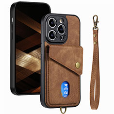 Soft Silicone Gel Leather Snap On Case Cover SD5 for Apple iPhone 13 Pro Max Brown