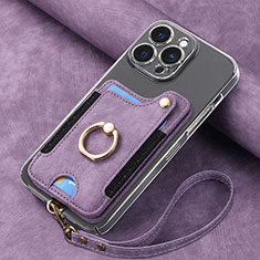 Soft Silicone Gel Leather Snap On Case Cover SD5 for Apple iPhone 14 Pro Purple