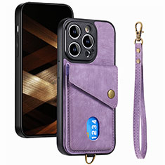 Soft Silicone Gel Leather Snap On Case Cover SD5 for Apple iPhone 15 Pro Max Clove Purple