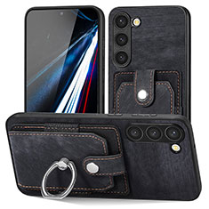 Soft Silicone Gel Leather Snap On Case Cover SD5 for Samsung Galaxy S22 5G Black