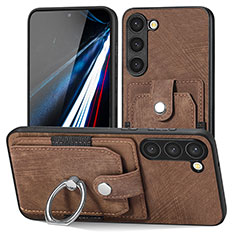 Soft Silicone Gel Leather Snap On Case Cover SD5 for Samsung Galaxy S22 Plus 5G Brown