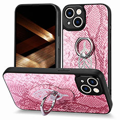 Soft Silicone Gel Leather Snap On Case Cover SD6 for Apple iPhone 13 Hot Pink