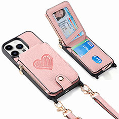 Soft Silicone Gel Leather Snap On Case Cover SD6 for Apple iPhone 13 Pro Pink