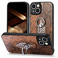 Soft Silicone Gel Leather Snap On Case Cover SD6 for Apple iPhone 14 Plus Brown
