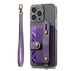 Soft Silicone Gel Leather Snap On Case Cover SD6 for Apple iPhone 14 Pro Max Purple