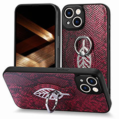 Soft Silicone Gel Leather Snap On Case Cover SD6 for Apple iPhone 14 Red