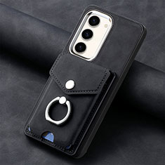 Soft Silicone Gel Leather Snap On Case Cover SD6 for Samsung Galaxy S23 5G Black