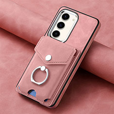 Soft Silicone Gel Leather Snap On Case Cover SD6 for Samsung Galaxy S23 5G Pink