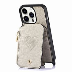 Soft Silicone Gel Leather Snap On Case Cover SD7 for Apple iPhone 14 Pro Gray
