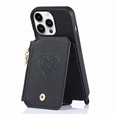 Soft Silicone Gel Leather Snap On Case Cover SD7 for Apple iPhone 14 Pro Max Black