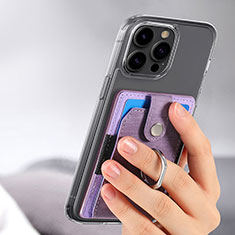 Soft Silicone Gel Leather Snap On Case Cover SD7 for Apple iPhone 15 Pro Max Purple