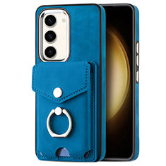 Soft Silicone Gel Leather Snap On Case Cover SD7 for Samsung Galaxy S22 5G Blue