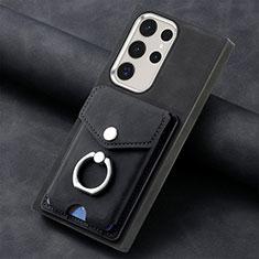 Soft Silicone Gel Leather Snap On Case Cover SD7 for Samsung Galaxy S22 Ultra 5G Black