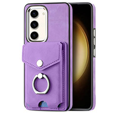 Soft Silicone Gel Leather Snap On Case Cover SD7 for Samsung Galaxy S23 5G Clove Purple