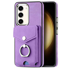 Soft Silicone Gel Leather Snap On Case Cover SD7 for Samsung Galaxy S23 Plus 5G Clove Purple