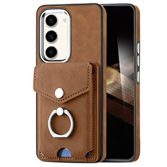 Soft Silicone Gel Leather Snap On Case Cover SD7 for Samsung Galaxy S24 5G Brown