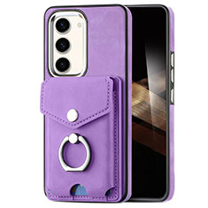 Soft Silicone Gel Leather Snap On Case Cover SD7 for Samsung Galaxy S24 5G Clove Purple