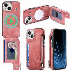 Soft Silicone Gel Leather Snap On Case Cover SD8 for Apple iPhone 14 Pink