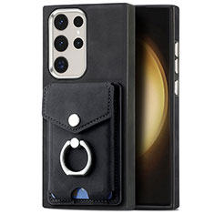 Soft Silicone Gel Leather Snap On Case Cover SD8 for Samsung Galaxy S23 Ultra 5G Black