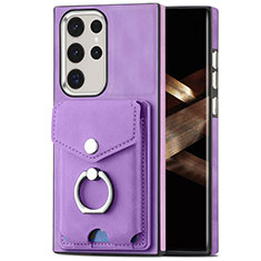 Soft Silicone Gel Leather Snap On Case Cover SD8 for Samsung Galaxy S24 Ultra 5G Clove Purple