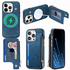 Soft Silicone Gel Leather Snap On Case Cover SD9 for Apple iPhone 13 Pro Blue