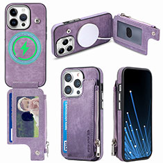 Soft Silicone Gel Leather Snap On Case Cover SD9 for Apple iPhone 13 Pro Clove Purple
