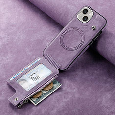 Soft Silicone Gel Leather Snap On Case Cover SD9 for Apple iPhone 14 Clove Purple