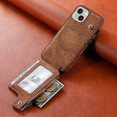Soft Silicone Gel Leather Snap On Case Cover SD9 for Apple iPhone 14 Plus Brown